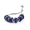 Superbe bracelet de breloques en argent avec perles en verre de Murano bleu pour femmes - D Bleu