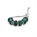 Bracelet chaîne serpent style européen en argent avec de superbes perles en verre de Murano. - Bleu paon style D