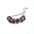 Bracelet en perles de verre violet avec chaîne serpent argent et fermoir cœur élégant. - D Violet