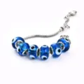 Élégant bracelet en argent avec perles en verre bleu mauvais œil pour les femmes - Bleu lac style C