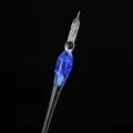 Variante de stylo-plume en verre à fleurs bleues, stylo en cristal exquis pour écriture créative. - Modèle à fleurs incrustées - Lantian