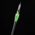 Stylo plume plongeant en verre cristal avec motif floral vert, stylo calligraphie artistique. - Modèle à fleurs incrustées - Lierre vert