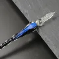 Glass dip pen blue glitter variant, crystal fountain ink pen for writing art gift. - Merak Single Piece