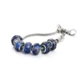 Magnifique bracelet chaîne serpent charms verre sable d'or bleu, bijou argenté élégant. - Bleu Roi