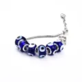Bracelet de chaine de serpent de perles de verre de mauvais oeil bleu pour femmes - Bleu royal C