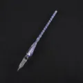 Stylo Plume en Verre Pailleté Bleu Plume de Calligraphie Cristal Cadeau Art Variant - Modèle à feuille d'argent - Plumes bleues