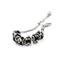 Bracelet charms en verre noir et blanc style Pandora avec chaîne serpent argent. - Noir style A