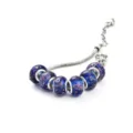 Bracelet chaîne serpent argentée avec perles en verre de Murano bleues et intercalaires femme - E bleu roi
