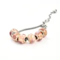 Bracelet en verre rose avec chaîne serpent argentée et perles scintillantes pour femme - E céramique nude