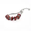 Bracelet chaîne serpent en argent avec perles de verre rouges, bracelet charm pour femmes. - Porcelaine rouge style B
