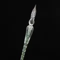 Stylo-plume en verre cristal avec paillettes vertes, élégant stylo calligraphie en spirale. - Style feuille d'argent - feuille verte