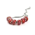 Bracelet chaîne serpent argentée avec perles en verre de Murano rouge et détails sable d'or. - E céramique rouge