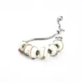 Bracelet serpent en argent avec perles de verre blanches et motifs dores pour femmes. - Porcelaine blanche style D