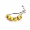 Bracelet serpent en argent de style européen avec perles en verre jaune et jolies roses. - Porcelaine jaune style B