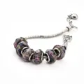 Bracelet charms en argent avec perles de verre facettées violette et détails dorés. - Porcelaine violette style B