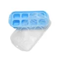 Baby silicone ice cube tray with clear lid fruit mold for homemade baby food and storage. - Sky Blue