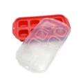 Silicone ice cube tray with lid, baby food container and DIY ice mold for homemade drinks. - Strawberry Red