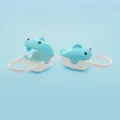 Cute cartoon whale baby pacifier storage box portable dustproof case in peacock blue - Teal