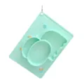 Mint green silicone baby divided plate, cute animal design suction dinner tray for kids. - Sky Blue
