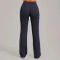 Women's high waist cross back flare yoga pants, dark grey stretch fitness leggings. - S / Bottoms / Dark Blue Green