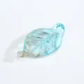 Light blue glass leaf DIY pendant charm with silver glitter, handmade jewelry accessory. - Gold Powder Looped / Light Lake Blue