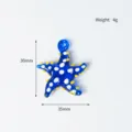 Blue glass starfish pendant with white dots, handmade accessory for jewelry making. - Starfish 15 (Blue)