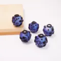 Perle di vetro smerigliato viola con motivi a spirale nera, ideali per gioielli fai da te. - 18mm / Blu