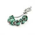 Grünes Lampwork Glasperlen Bettelarmband mit Schlangenkette, klassischer europäischer Schmuck. - 9*14mm / Grün