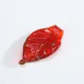 Red gold sand glass leaf pendant DIY handmade jewelry accessory for necklace bracelet - Gold Powder Looped / Bright Red