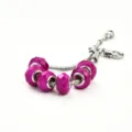 Silberne Schlangenkette Armband mit lila facettierten Glasperlen Modeschmuck Damen - 9*14mm / B Rosenrot