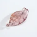 Pink glass leaf pendant gold flakes diy jewelry making craft accessory decorative charms - Gold Powder Looped / Crystal Purple