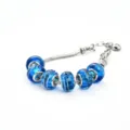 Silberne Schlangenkette Bettelarmband mit blauen Glasperlen, stilvoller Schmuck. - 9*14mm / Seeblau F