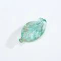 Green glass leaf pendant with golden sand DIY craft accessory for bracelet necklace jewelry. - Gold Powder Looped / Teal