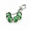 Grüne Glasperlen Schlangenkette Charm Armband silberfarbenes Metall elegantes Schmuckstück - 9*14mm / A Grün