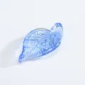 Blue glass leaf pendant DIY handmade art crystal charm accessory for jewelry making necklace - Silver Foil Looped / Light Medium Blue