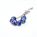 Blaues Glas Charms Armband mit silberner Schlangenkette, elegantes Perlen Design für den Alltag. - 9*14mm / D Königsblau
