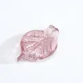 Pink glass leaf pendant, gold sand glazed DIY jewelry accessory for handmade necklace bracelet. - Silver Foil Looped / Crystal Purple