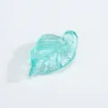 Turquoise glass leaf charm, shimmering silver foil pendant for DIY jewelry making crafts. - Silver Foil Looped / Teal