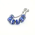 Silberfarbenes Schlangenketten-Armband mit wunderschönen blauen Muranoglas-Perlen. - 9*14mm / Königsblau C