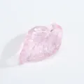 Pink glass leaf pendant DIY jewelry accessory with silver foil, smooth and clear finish. - Silver Foil Looped / Pink