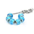 Blaues Glas Perlen Armband mit Kristallkugeln und Schlangenkette Modeschmuck Accessoire - 9*14mm / Stil A Lake Blue