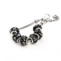 Neues leuchtendes Glas großes Loch Perlenarmband Kristall facettiertes klassisches Charm. - 9*14mm / A Schwarz