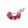 Silberne Schlangenkette Armband mit roten gepunkteten Glasperlen Charms Variante. - 9*14mm / D Rot