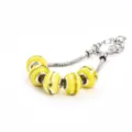 Gelbe gewirbelte Glasperlen Bettelarmband Variante mit Silber Schlangenkette, eleganter Schmuck. - 9*14mm / Gelbes F-Porzellan