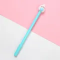 Cute cartoon rabbit gel pen detail view, showing the blue body on pink and white backdrop. - Rabbit Hugging Fruit (Blue) / Blue