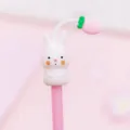 Cute cartoon bunny gel pen detail, pink rabbit topper with sprout, smooth black ink writing. - Cute Little Rabbit