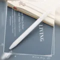 Minimalist white retractable gel pen, smooth writing black ink pen for student office stationery. - White