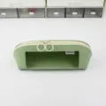 Astuccio verde Morandi con finestra trasparente e doppia custodia in pelle per trucco. - Verde