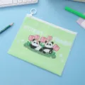 Bolsa de archivos con cremallera panda bonito verde, gran capacidad funda impermeable escolar. - Pandas de tulipán