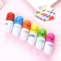 Lindo bolígrafo de cápsula mini papelería smiley telescópica creativa regalo para estudiantes - Color de carcasa aleatorio